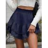 imageCaracilia Mini Skirts for Women Summer Casual Boho Crochet Ruffle Flowy Skirt Built in Shorts 2025 Fashion Trendy SkortsNavy Blue