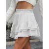imageCaracilia Mini Skirts for Women Summer Casual Boho Crochet Ruffle Flowy Skirt Built in Shorts 2025 Fashion Trendy SkortsWhite
