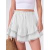 imageCaracilia Mini Skirts for Women Summer Casual Boho Crochet Ruffle Flowy Skirt Built in Shorts 2025 Fashion Trendy SkortsWhite