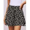 imageCaracilia Skorts for Women Boho Casual Beach Mini Skirts Summer Floral Ruffle Chiffon Flowy Shorts 2025 Trendy OutfitsBlack Beige Floral