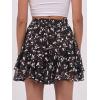 imageCaracilia Skorts for Women Boho Casual Beach Mini Skirts Summer Floral Ruffle Chiffon Flowy Shorts 2025 Trendy OutfitsBlack Beige Floral