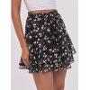 imageCaracilia Skorts for Women Boho Casual Beach Mini Skirts Summer Floral Ruffle Chiffon Flowy Shorts 2025 Trendy OutfitsBlack Beige Floral