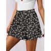 imageCaracilia Skorts for Women Boho Casual Beach Mini Skirts Summer Floral Ruffle Chiffon Flowy Shorts 2025 Trendy OutfitsBlack Beige Floral