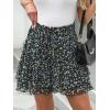 imageCaracilia Skorts for Women Boho Casual Beach Mini Skirts Summer Floral Ruffle Chiffon Flowy Shorts 2025 Trendy OutfitsBlack Blue Floral