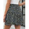 imageCaracilia Skorts for Women Boho Casual Beach Mini Skirts Summer Floral Ruffle Chiffon Flowy Shorts 2025 Trendy OutfitsBlack Blue Floral