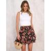 imageCaracilia Skorts for Women Boho Casual Beach Mini Skirts Summer Floral Ruffle Chiffon Flowy Shorts 2025 Trendy OutfitsBlack Orange Floral