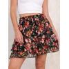 imageCaracilia Skorts for Women Boho Casual Beach Mini Skirts Summer Floral Ruffle Chiffon Flowy Shorts 2025 Trendy OutfitsBlack Orange Floral