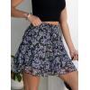 imageCaracilia Skorts for Women Boho Casual Beach Mini Skirts Summer Floral Ruffle Chiffon Flowy Shorts 2025 Trendy OutfitsBlack Purple Floral