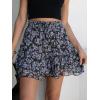 imageCaracilia Skorts for Women Boho Casual Beach Mini Skirts Summer Floral Ruffle Chiffon Flowy Shorts 2025 Trendy OutfitsBlack Purple Floral