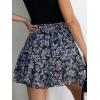 imageCaracilia Skorts for Women Boho Casual Beach Mini Skirts Summer Floral Ruffle Chiffon Flowy Shorts 2025 Trendy OutfitsBlack Purple Floral