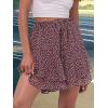imageCaracilia Skorts for Women Boho Casual Beach Mini Skirts Summer Floral Ruffle Chiffon Flowy Shorts 2025 Trendy OutfitsBlack With Floral Pink