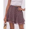 imageCaracilia Skorts for Women Boho Casual Beach Mini Skirts Summer Floral Ruffle Chiffon Flowy Shorts 2025 Trendy OutfitsBlack With Floral Pink