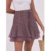 imageCaracilia Skorts for Women Boho Casual Beach Mini Skirts Summer Floral Ruffle Chiffon Flowy Shorts 2025 Trendy OutfitsBlack With Floral Pink