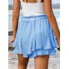 imageCaracilia Skorts for Women Boho Casual Beach Mini Skirts Summer Floral Ruffle Chiffon Flowy Shorts 2025 Trendy OutfitsBlue White Floral