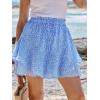 imageCaracilia Skorts for Women Boho Casual Beach Mini Skirts Summer Floral Ruffle Chiffon Flowy Shorts 2025 Trendy OutfitsBlue White Floral