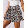 imageCaracilia Skorts for Women Boho Casual Beach Mini Skirts Summer Floral Ruffle Chiffon Flowy Shorts 2025 Trendy OutfitsBrown Pink Floral