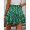 imageCaracilia Skorts for Women Boho Casual Beach Mini Skirts Summer Floral Ruffle Chiffon Flowy Shorts 2025 Trendy OutfitsGreen Purple Floral