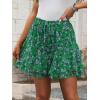 imageCaracilia Skorts for Women Boho Casual Beach Mini Skirts Summer Floral Ruffle Chiffon Flowy Shorts 2025 Trendy OutfitsGreen Purple Floral