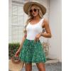 imageCaracilia Skorts for Women Boho Casual Beach Mini Skirts Summer Floral Ruffle Chiffon Flowy Shorts 2025 Trendy OutfitsGreen Purple Floral
