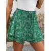 imageCaracilia Skorts for Women Boho Casual Beach Mini Skirts Summer Floral Ruffle Chiffon Flowy Shorts 2025 Trendy OutfitsGreen Purple Floral