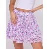 imageCaracilia Skorts for Women Boho Casual Beach Mini Skirts Summer Floral Ruffle Chiffon Flowy Shorts 2025 Trendy OutfitsPurple Floral