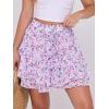 imageCaracilia Skorts for Women Boho Casual Beach Mini Skirts Summer Floral Ruffle Chiffon Flowy Shorts 2025 Trendy OutfitsPurple Floral