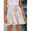 imageCaracilia Skorts for Women Boho Casual Beach Mini Skirts Summer Floral Ruffle Chiffon Flowy Shorts 2025 Trendy OutfitsPurple Yellow Floral
