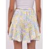 imageCaracilia Skorts for Women Boho Casual Beach Mini Skirts Summer Floral Ruffle Chiffon Flowy Shorts 2025 Trendy OutfitsPurple Yellow Floral