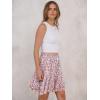 imageCaracilia Skorts for Women Boho Casual Beach Mini Skirts Summer Floral Ruffle Chiffon Flowy Shorts 2025 Trendy OutfitsWhite Blue Floral