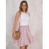 imageCaracilia Skorts for Women Boho Casual Beach Mini Skirts Summer Floral Ruffle Chiffon Flowy Shorts 2025 Trendy OutfitsWhite Blue Floral