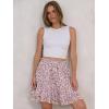 imageCaracilia Skorts for Women Boho Casual Beach Mini Skirts Summer Floral Ruffle Chiffon Flowy Shorts 2025 Trendy OutfitsWhite Blue Floral