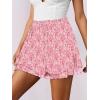 imageCaracilia Skorts for Women Boho Casual Beach Mini Skirts Summer Floral Ruffle Chiffon Flowy Shorts 2025 Trendy OutfitsWhite Red Floral