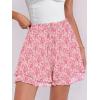 imageCaracilia Skorts for Women Boho Casual Beach Mini Skirts Summer Floral Ruffle Chiffon Flowy Shorts 2025 Trendy OutfitsWhite Red Floral