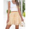 imageCaracilia Skorts for Women Boho Casual Beach Mini Skirts Summer Floral Ruffle Chiffon Flowy Shorts 2025 Trendy OutfitsYellow Black Floral