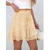 imageCaracilia Skorts for Women Boho Casual Beach Mini Skirts Summer Floral Ruffle Chiffon Flowy Shorts 2025 Trendy OutfitsYellow Black Floral