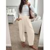 imageCaracilia Women Barrel Wide Leg Pants Casual Elastic Waist Loose Comfy Spring Vacation Travel Baggy Lounge SweatpantsBeige