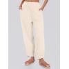 imageCaracilia Women Barrel Wide Leg Pants Casual Elastic Waist Loose Comfy Spring Vacation Travel Baggy Lounge SweatpantsBeige