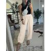 imageCaracilia Women Barrel Wide Leg Pants Casual Elastic Waist Loose Comfy Spring Vacation Travel Baggy Lounge SweatpantsBeige