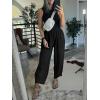 imageCaracilia Women Barrel Wide Leg Pants Casual Elastic Waist Loose Comfy Spring Vacation Travel Baggy Lounge SweatpantsBlack