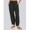 imageCaracilia Women Barrel Wide Leg Pants Casual Elastic Waist Loose Comfy Spring Vacation Travel Baggy Lounge SweatpantsBlack