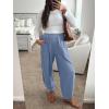 imageCaracilia Women Barrel Wide Leg Pants Casual Elastic Waist Loose Comfy Spring Vacation Travel Baggy Lounge SweatpantsBlue