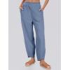 imageCaracilia Women Barrel Wide Leg Pants Casual Elastic Waist Loose Comfy Spring Vacation Travel Baggy Lounge SweatpantsBlue