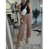 imageCaracilia Women Barrel Wide Leg Pants Casual Elastic Waist Loose Comfy Spring Vacation Travel Baggy Lounge SweatpantsCoffee