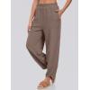 imageCaracilia Women Barrel Wide Leg Pants Casual Elastic Waist Loose Comfy Spring Vacation Travel Baggy Lounge SweatpantsCoffee