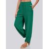 imageCaracilia Women Barrel Wide Leg Pants Casual Elastic Waist Loose Comfy Spring Vacation Travel Baggy Lounge SweatpantsDark Green