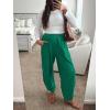 imageCaracilia Women Barrel Wide Leg Pants Casual Elastic Waist Loose Comfy Spring Vacation Travel Baggy Lounge SweatpantsDark Green