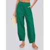 imageCaracilia Women Barrel Wide Leg Pants Casual Elastic Waist Loose Comfy Spring Vacation Travel Baggy Lounge SweatpantsDark Green