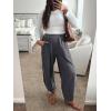 imageCaracilia Women Barrel Wide Leg Pants Casual Elastic Waist Loose Comfy Spring Vacation Travel Baggy Lounge SweatpantsDark Grey