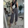 imageCaracilia Women Barrel Wide Leg Pants Casual Elastic Waist Loose Comfy Spring Vacation Travel Baggy Lounge SweatpantsDark Grey