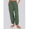 imageCaracilia Women Barrel Wide Leg Pants Casual Elastic Waist Loose Comfy Spring Vacation Travel Baggy Lounge SweatpantsGreen